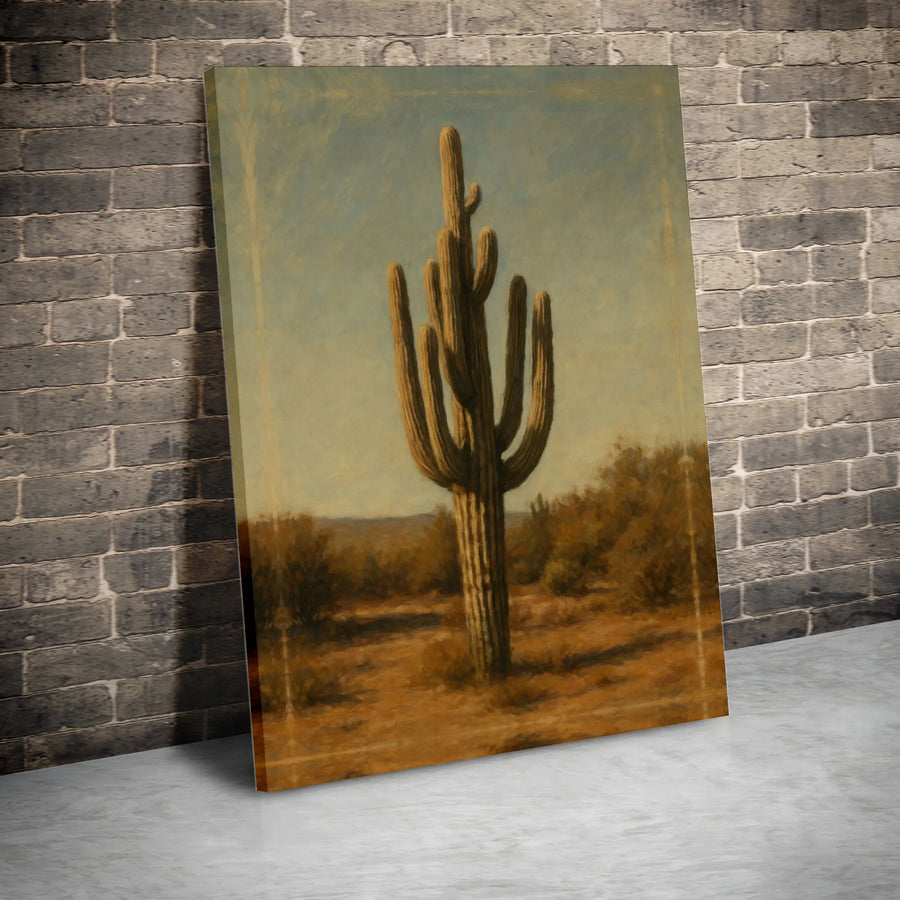 Desert Saguaro Cactus Canvas Print | Vintage Southwest Landscape Art | Gallery-Quality 1.25" Profile | Rustic Home & Office Wall Decor