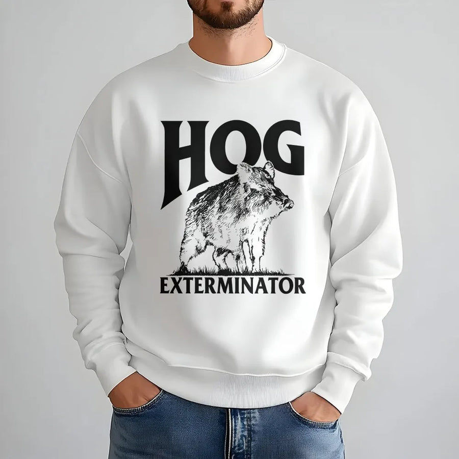 Hog Exterminator Sweatshirt | Vintage Wild Boar Graphic Tee | Premium Cotton | Funny Gift for Hunter