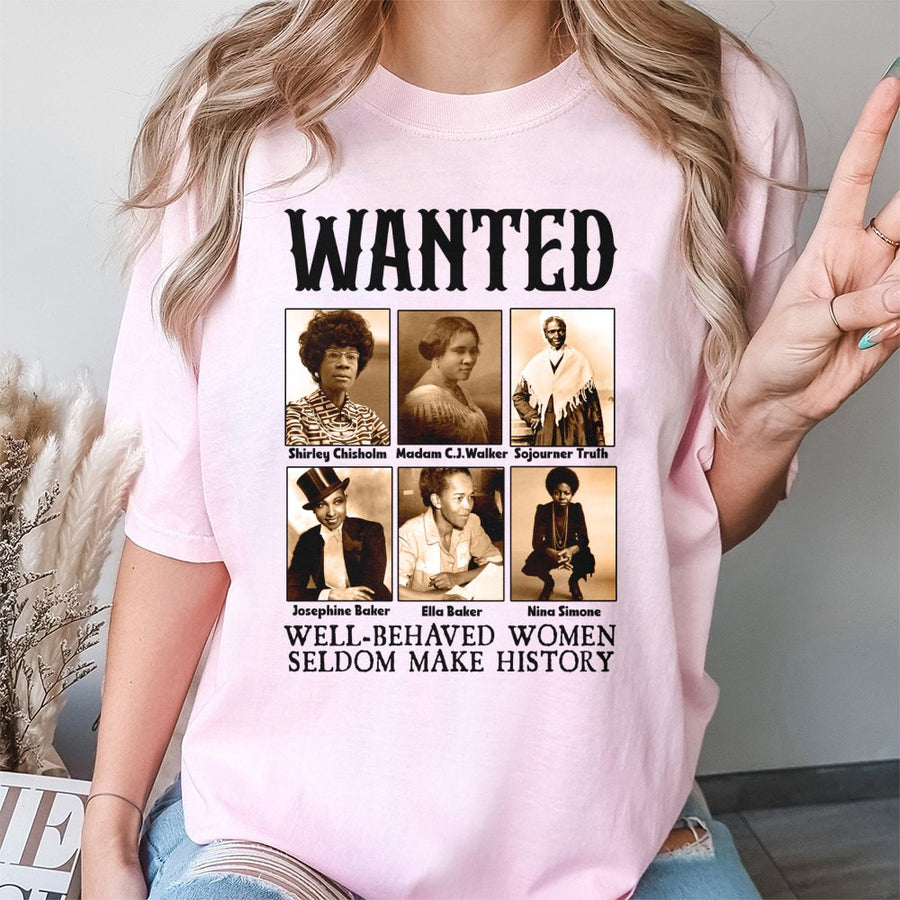 Black History Month T-Shirt | Wanted Icons Graphic Tee | 100% Premium Cotton | Inspirational Feminist Gift for Activists and Educators
