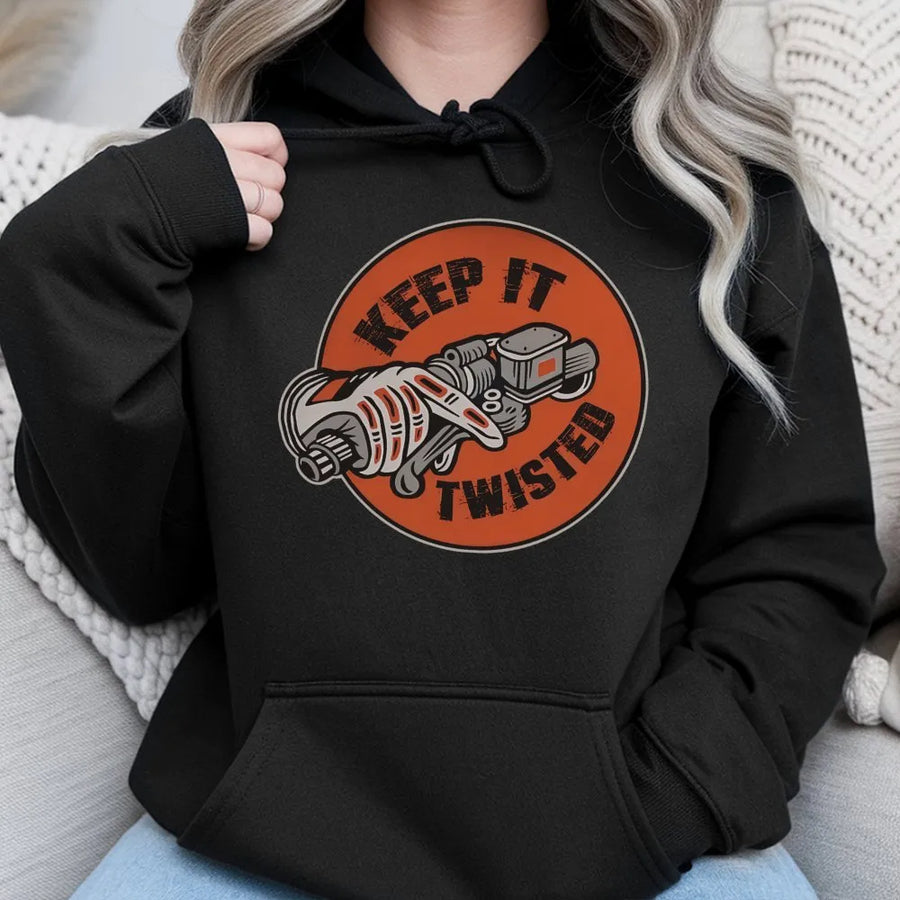 Keep It Twisted Hoodie | Motorcycle Throttle Graphic | Premium Cotton Blend | Gift For Biker Motorcyclist Rider