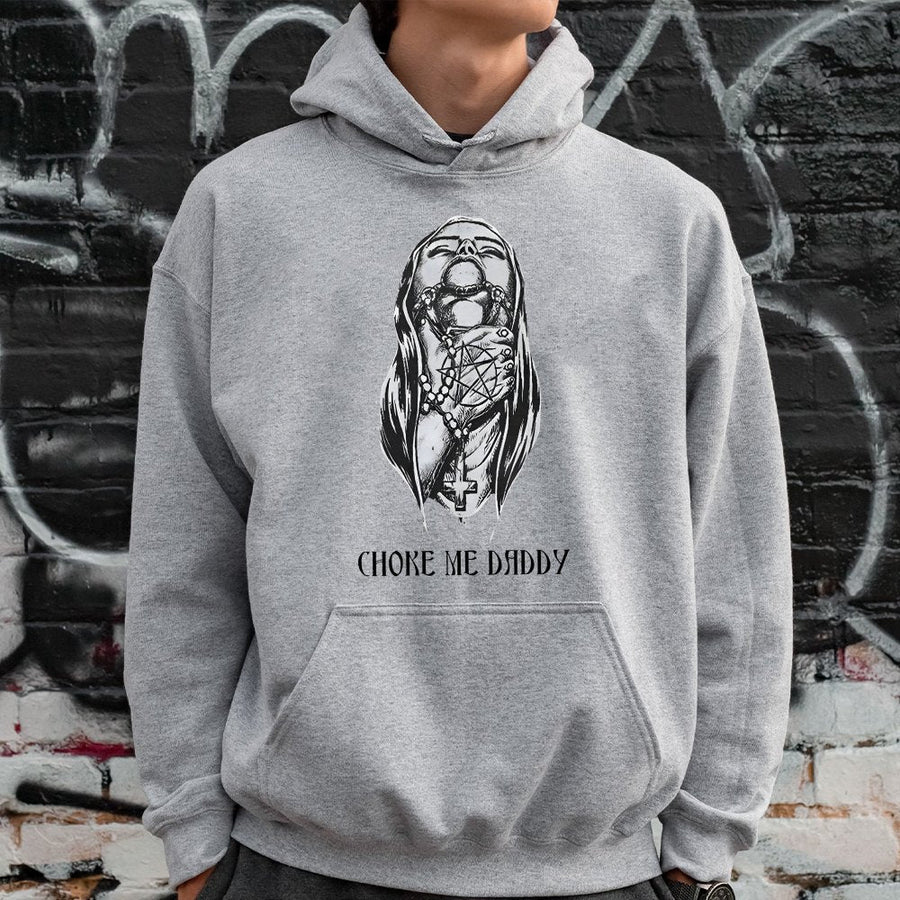 Gothic Graphic Hoodie | Choke Me Daddy Occult Nun Print | Premium Cotton-Poly Blend | Edgy Alt Fashion Gift For Her