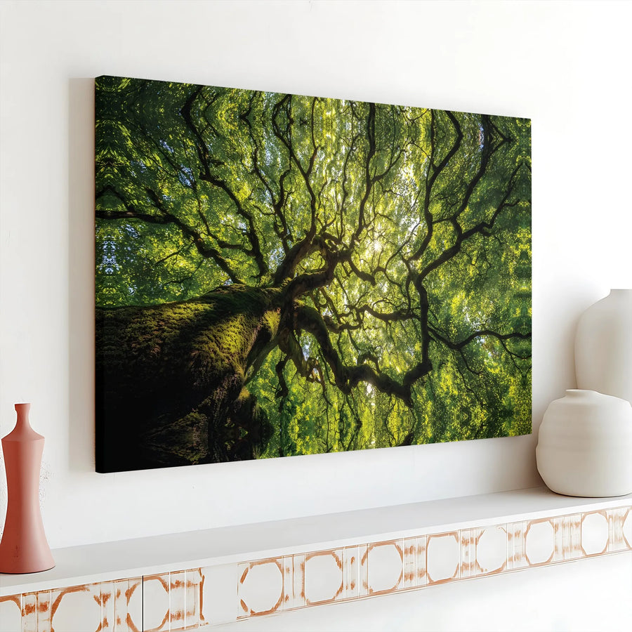 Tree of Life Canvas Wall Art | Kaleidoscopic Enchanted Forest View | Premium Gallery Wrapped Canvas | Nature Lover Living Room Decor Gift
