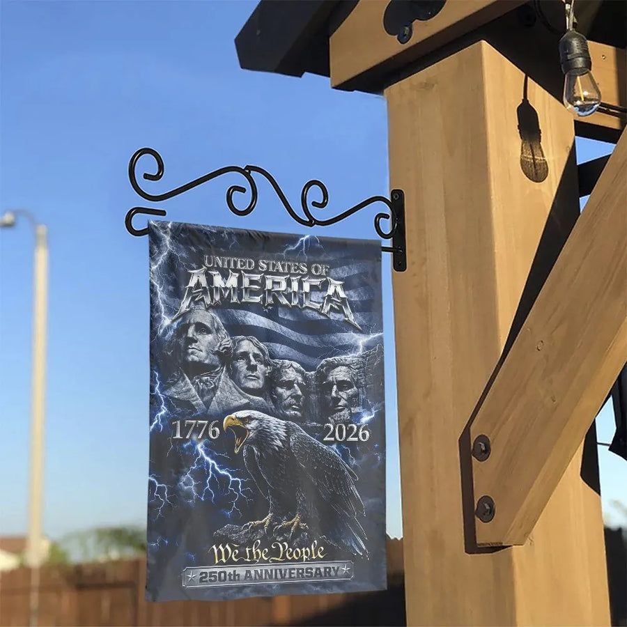 USA 250th Anniversary Garden Flag | We the People Mount Rushmore Design | Weather-Resistant Double Sided Print | Collector's Patriotic Gift for Veterans