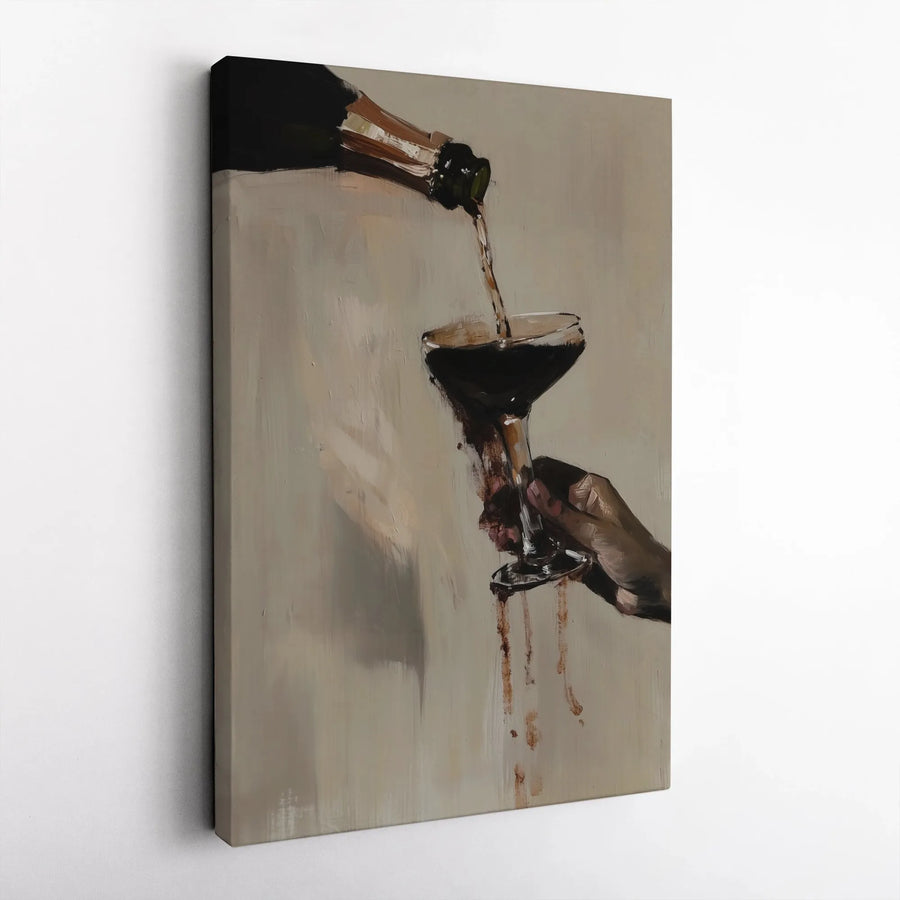 Modern Wine Pour Canvas Art | Abstract Brushstroke Painting Print | Premium Gallery Wrapped Canvas | Bar Cart Decor Gift for Wine Lover