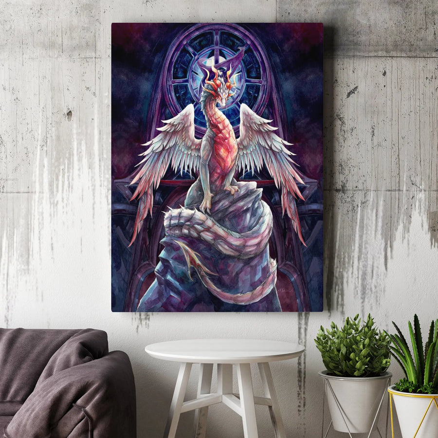 Winged Dragon Canvas Wall Art | Gothic Cathedral Fantasy Decor | Premium Fade-Resistant Print | Mythical Creature Gift for Fantasy Lovers