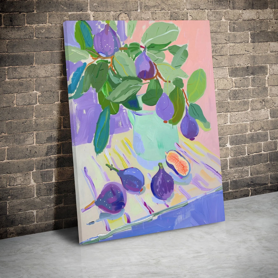 Abstract Fig Still Life Canvas Print | Impressionist Fruit Wall Art | Gallery Wrapped Premium Decor | Modern Kitchen & Dining Room Gift