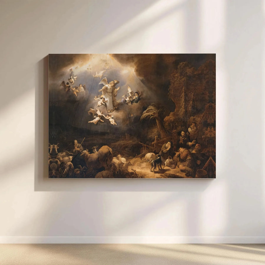 The Annunciation To The Shepherds Canvas | Govert Flinck Old Masters Fine Art | 1.25-Inch Gallery Wrap Print | Religious Home Decor Gift
