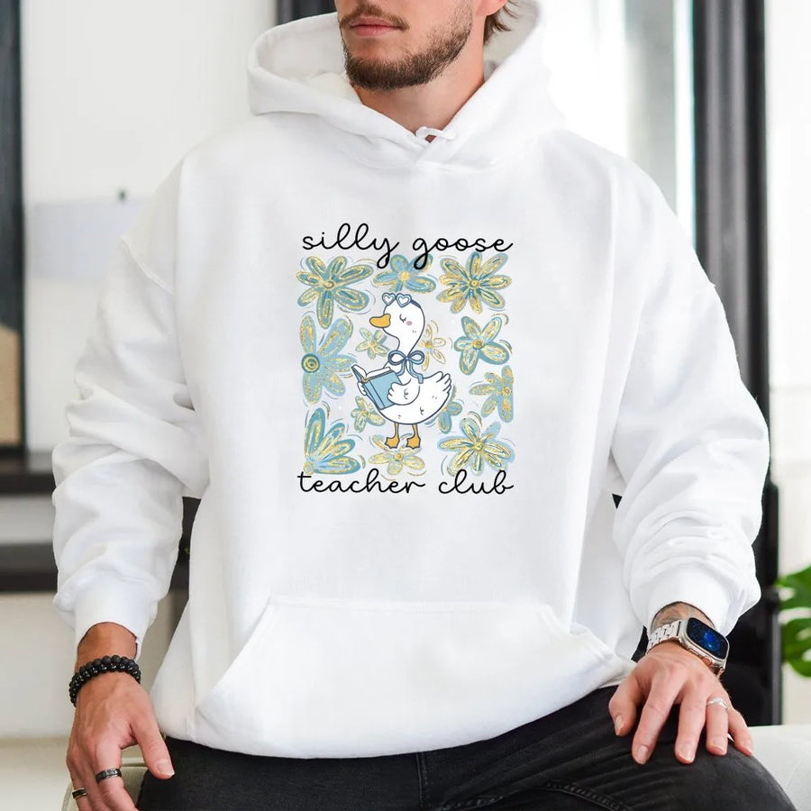 Silly Goose Teacher Club Shirt | Floral Goose Comfort Colors Tee | Premium Cotton | Gift for New Elementary School Teacher