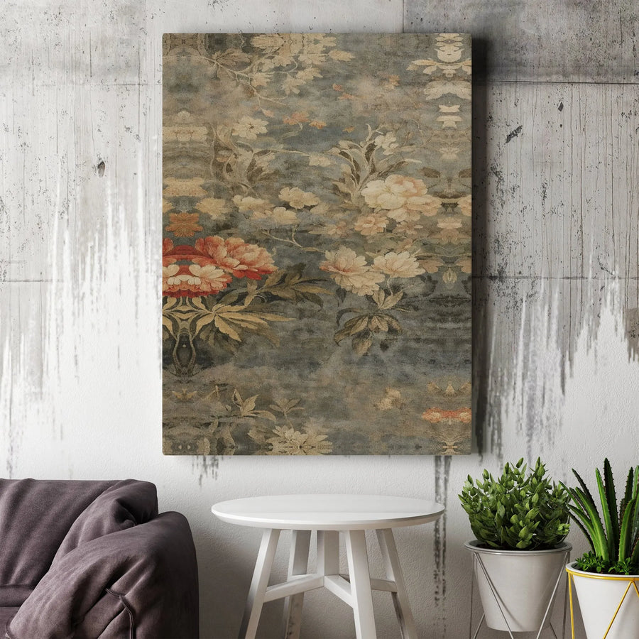 Moody Floral Canvas Wall Art | Vintage Peony Botanical Print | Premium Gallery-Wrapped 1.25" Profile | Elegant Dark Academia Home Decor