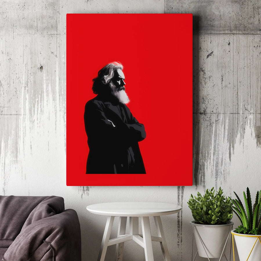Karl Marx Canvas Wall Art | Pop Art Minimalist Portrait | 1.25" Gallery Wrap Premium Decor | History Office Gift