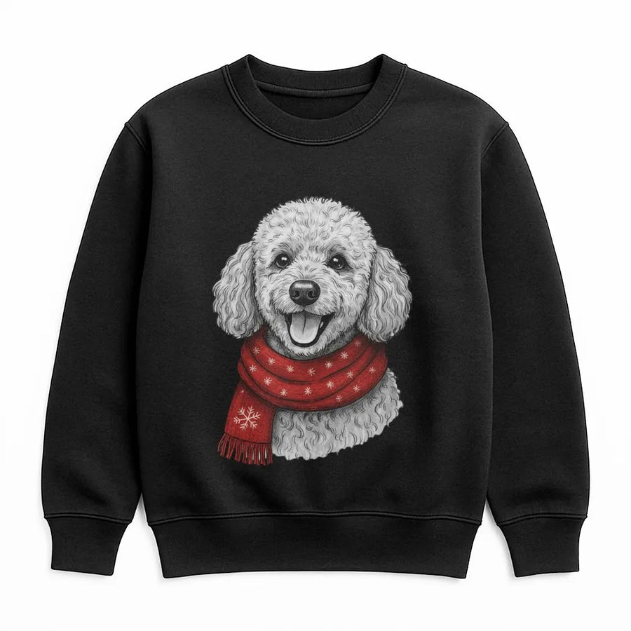 Poodle Christmas Sweatshirt | Festive Scarf Design | Premium Cotton-Poly Blend | Cozy Holiday Gift for Dog Lovers and Pet Owners