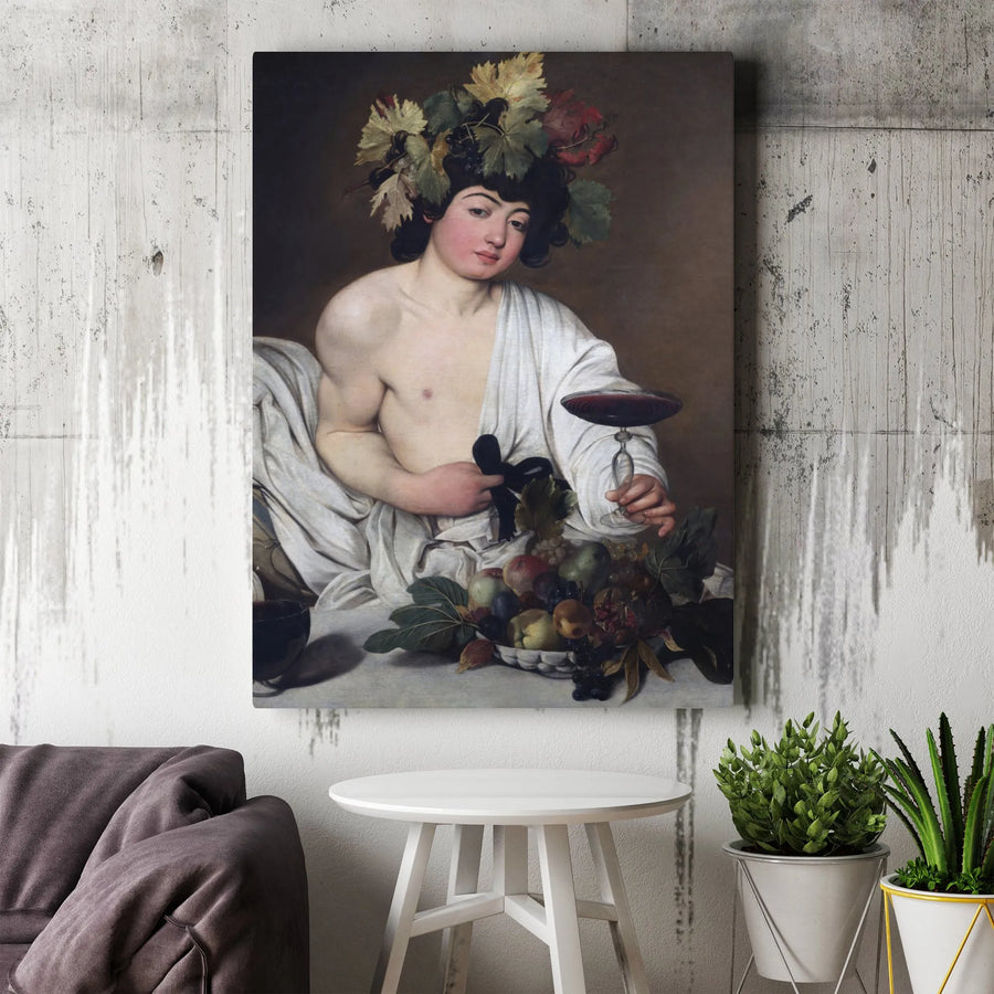 Caravaggio Bacchus Painting Canvas | Famous Renaissance Art Print | Premium 1.25-Inch Gallery Wrap | Home Office Wall Decor Gift