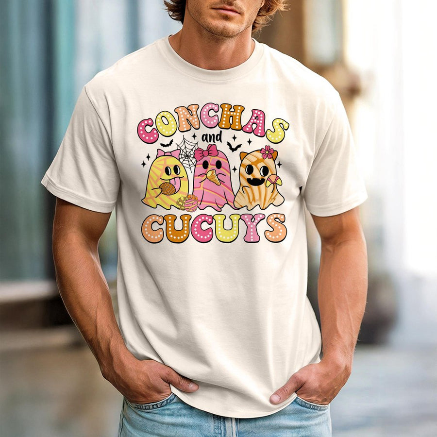 Conchas and Cucuy T-Shirt | Cute Mexican Ghost Halloween Design | Premium Soft Cotton Tee | Spooky Coquette Aesthetic Gift for Her