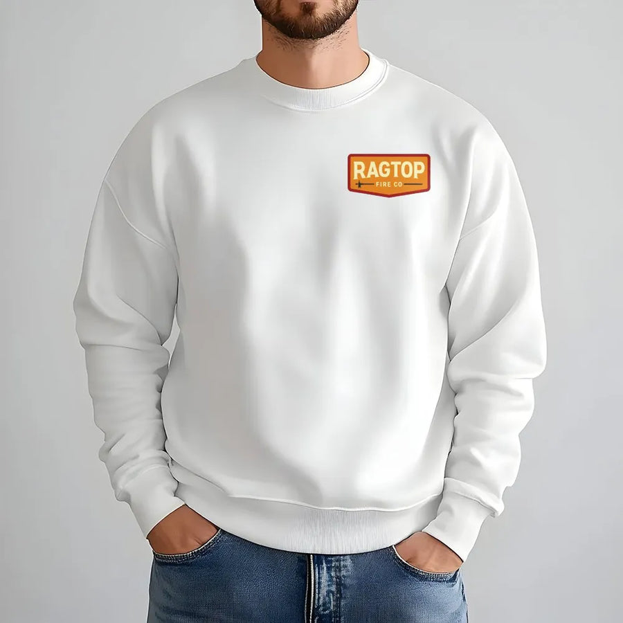 Ragtop Fire Co Sweatshirt | Minimalist Firefighter Chest Logo | Soft Cotton Blend Pullover | Gift for First Responder