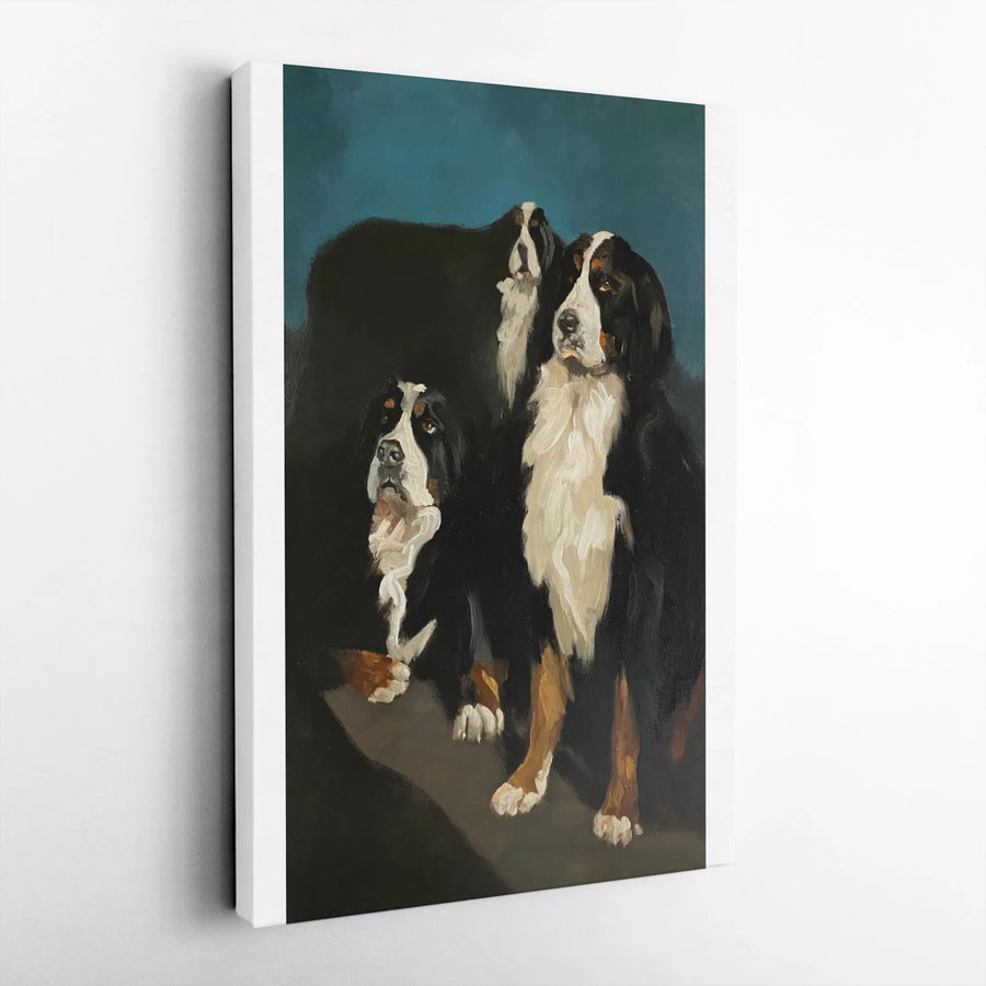 Bernese Mountain Dog Canvas Art | Classic Trio Dog Portrait | Premium Gallery Wrapped Canvas | Collector's Gift for Berner Owner