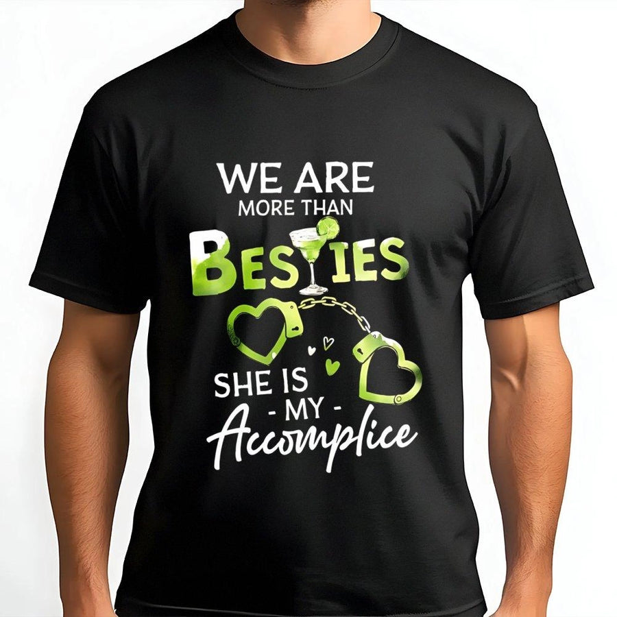 Matching Best Friend T-Shirt | She Is My Alibi Cocktail Graphic | Premium Soft Cotton Tee | Funny Gift For BFFs Birthday or Girls Trip