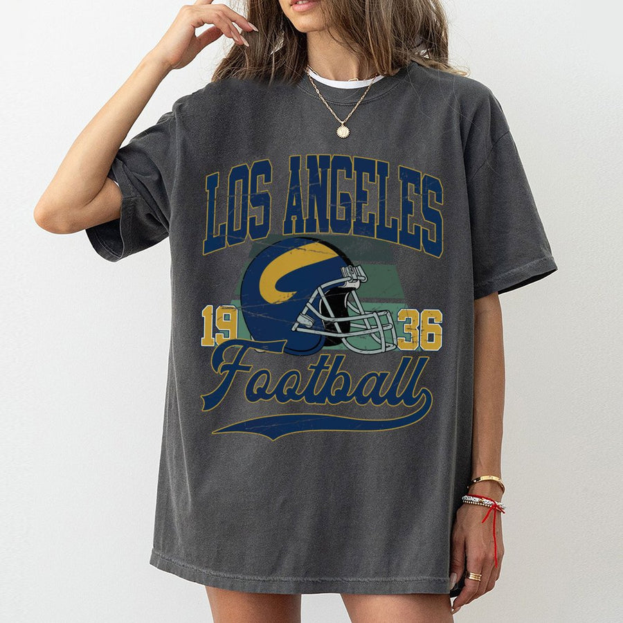 Los Angeles 1936 Football With A Vintage Los Angeles Rams Football Helmet T-Shirt