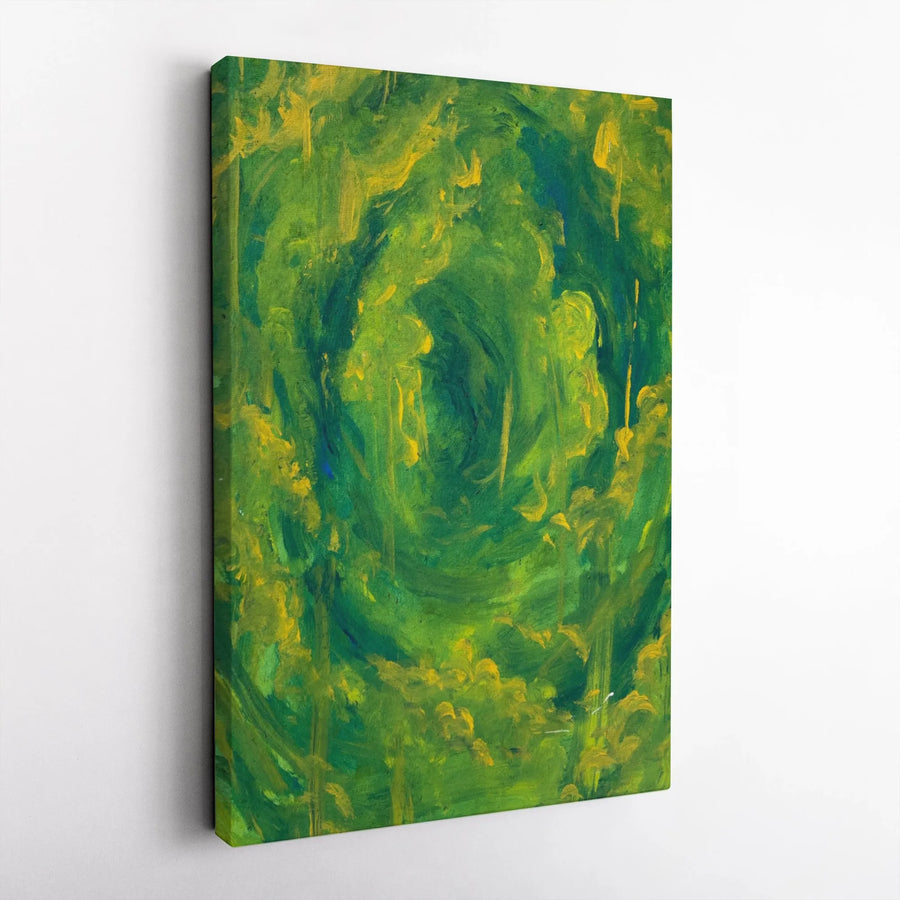 Green and Yellow Abstract Canvas Art | Vibrant Swirl Painting Print | Premium Gallery Wrapped Canvas | Modern Home Decor Gift