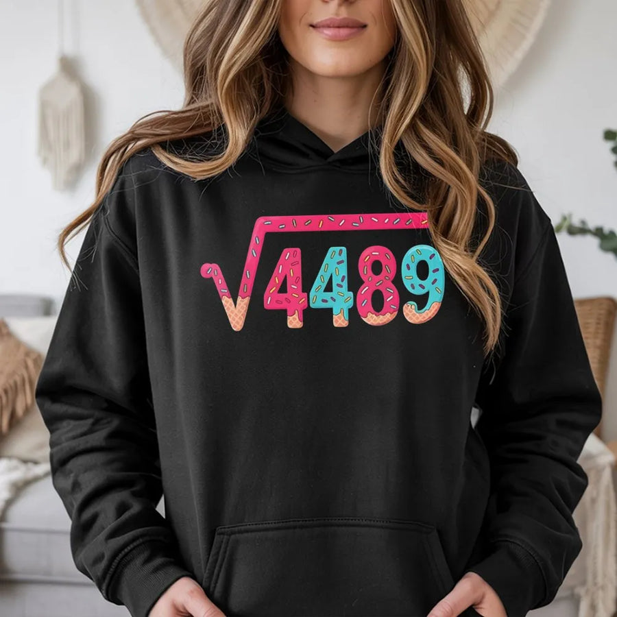 Square Root Of 4489 Math Hoodie | Ice Cream Drip Number Design | Premium Cotton Blend | Gift For Math Teachers And Students
