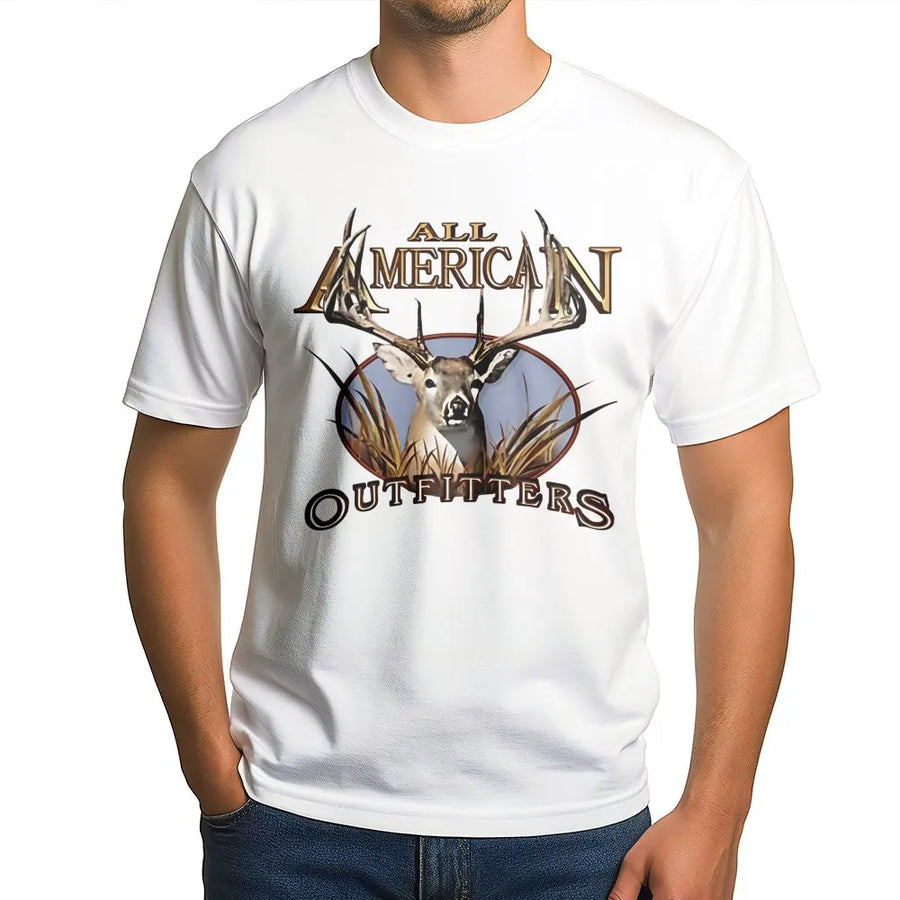 All American Deer T-Shirt | Whitetail Buck Antler Graphic | Premium Cotton Hunting Tee | Gift for Outdoorsmen and Hunters