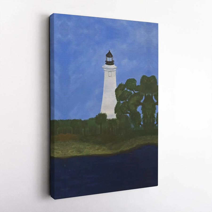 Coastal Lighthouse Wall Art | Nautical Seascape Painting | Premium Gallery Wrapped Canvas | Serene Beach Home Decor Gift