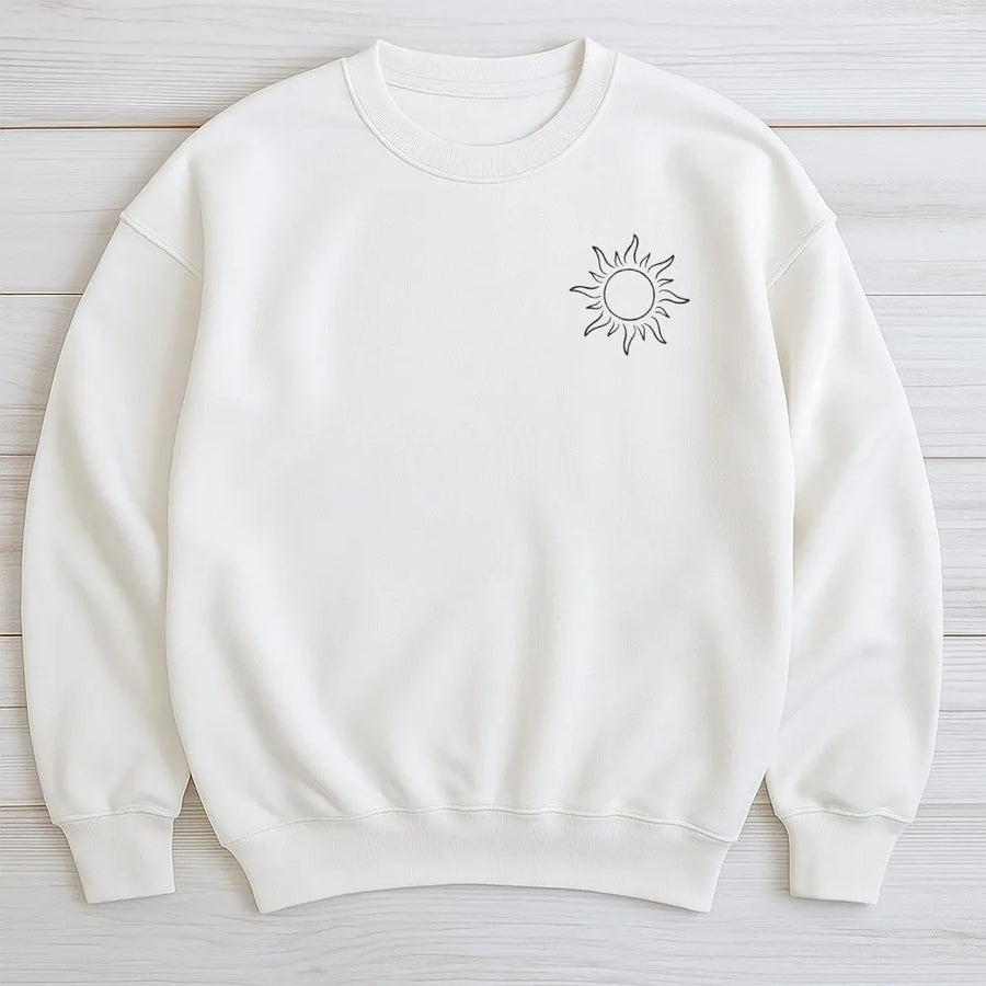 Boho Sun Graphic Sweatshirt | Minimalist Aesthetic Pocket Tee | Premium Comfort Colors Cotton | Vintage Summer Outfit Gift for Her
