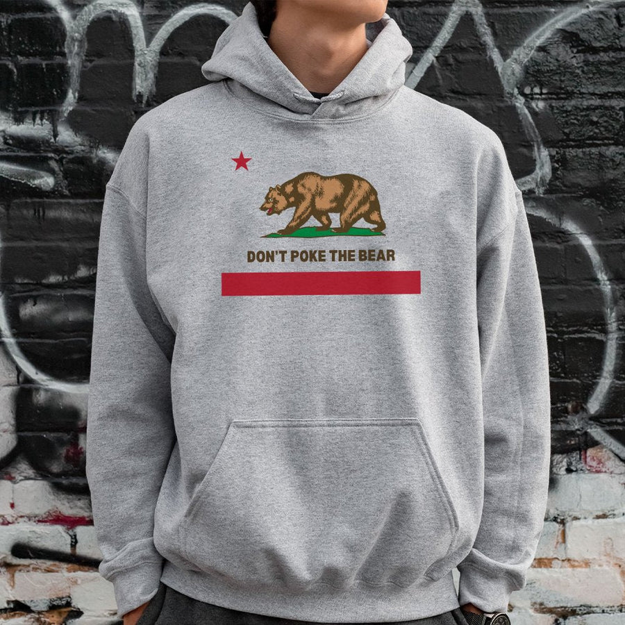 California Bear Hoodie | Don't Poke The Bear Graphic | Premium Cotton Blend Pullover | Unisex Streetwear Gift for West Coast Fans