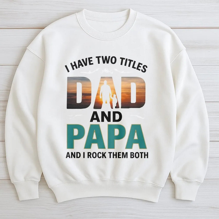 Dad and Papa Sweatshirt | Sunset Silhouette Graphic Tee | Premium Cotton Blend | Best Father's Day 2026 Gift for New Grandpas and Dads