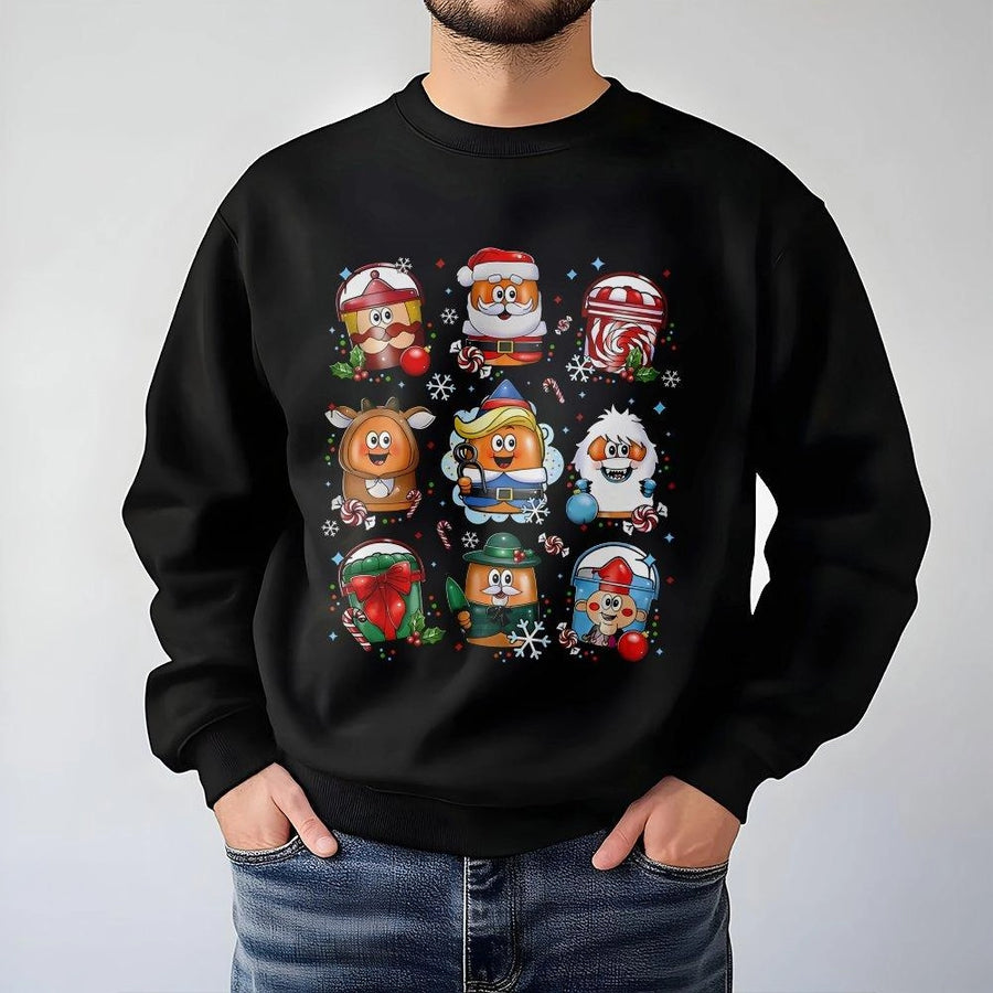 Christmas Chicken Nuggets Sweatshirt | Funny Festive Fast Food Graphic | Cotton-Poly Blend Crewneck | Holiday Gift for Foodies & Humor Lovers