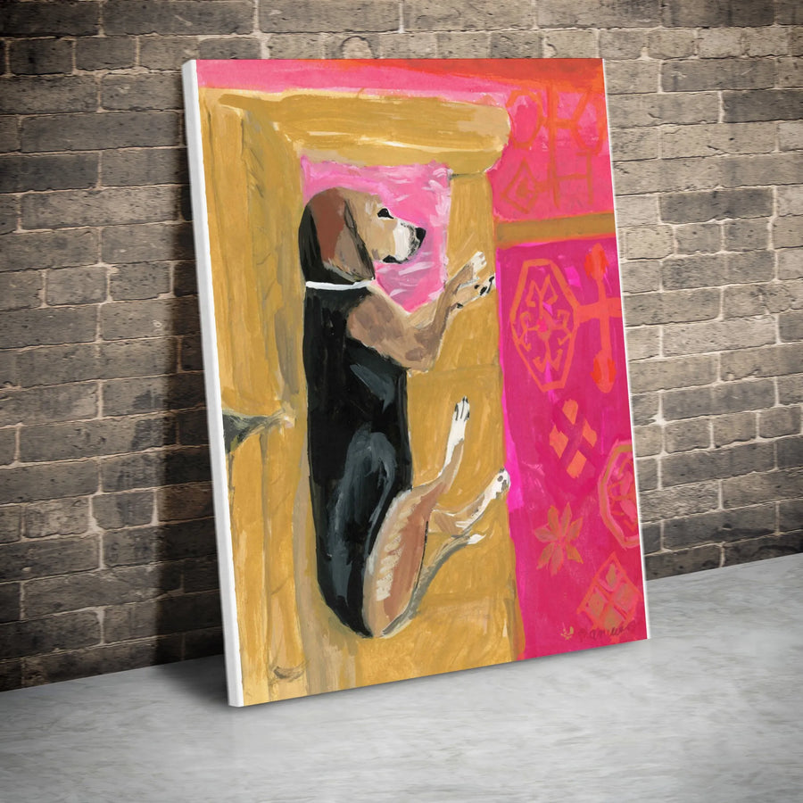 Colorful Beagle Painting Vertical Canvas | Vibrant Painterly Dog Portrait | Thick Gallery Wrapped Premium Canvas | Unique Wall Art Gift for Dog Lover