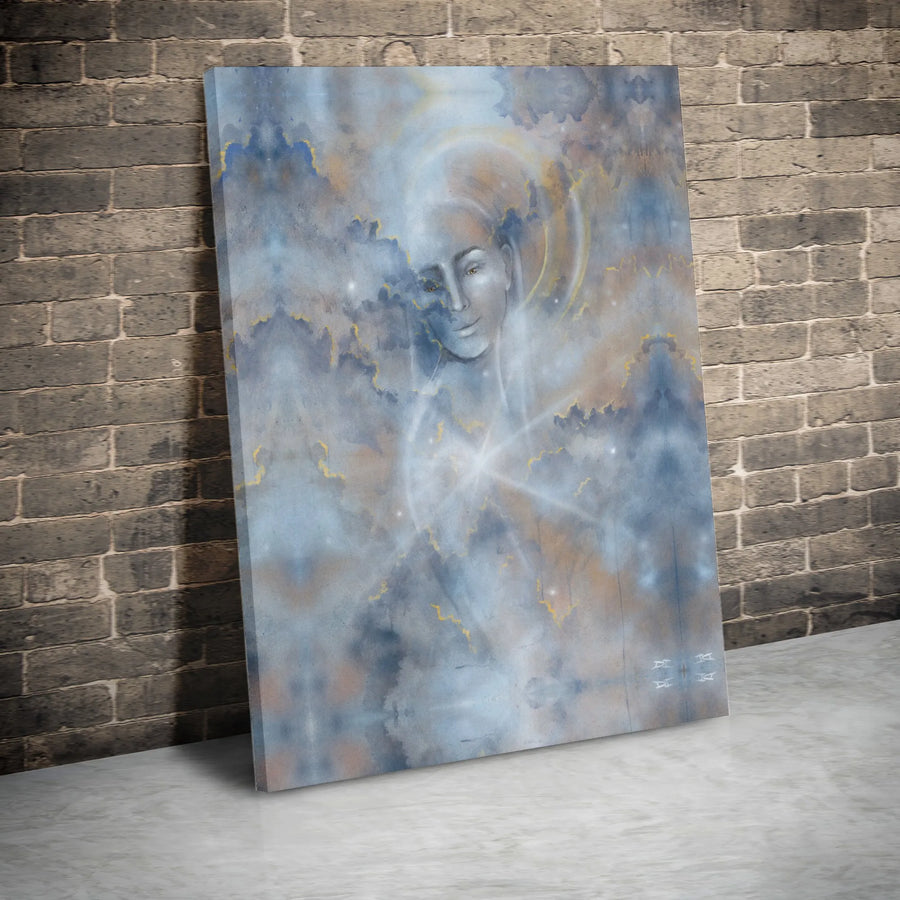 Ethereal Angel Wall Art | Divine Spiritual Halo Canvas Print | 1.25 Inch Gallery Wrap | Serene Heavenly Decor for Living Room