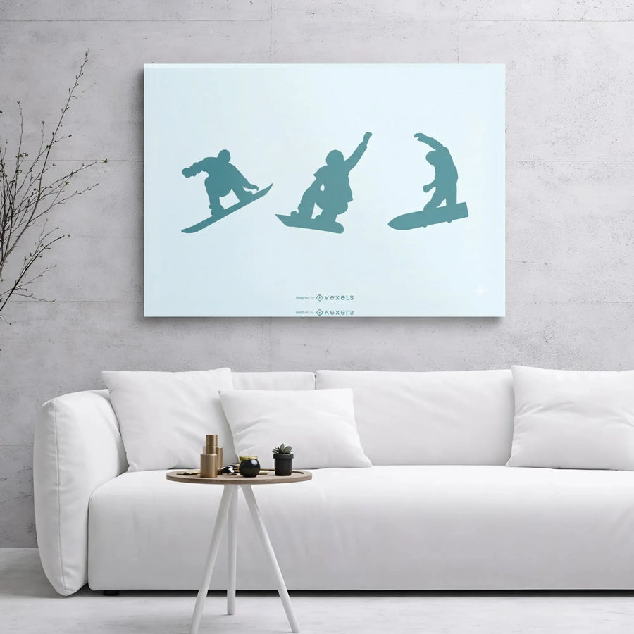 Snowboarder Canvas Wall Art | Minimalist Silhouette Action Print | 1.25-Inch Gallery Wrap Frame | Gift For Winter Sports Enthusiasts