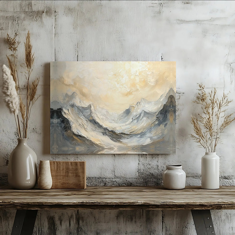 Abstract Mountain Canvas Wall Art | Textured Impasto Effect Print | Premium Gallery Wrapped Canvas | Modern Living Room & Office Decor