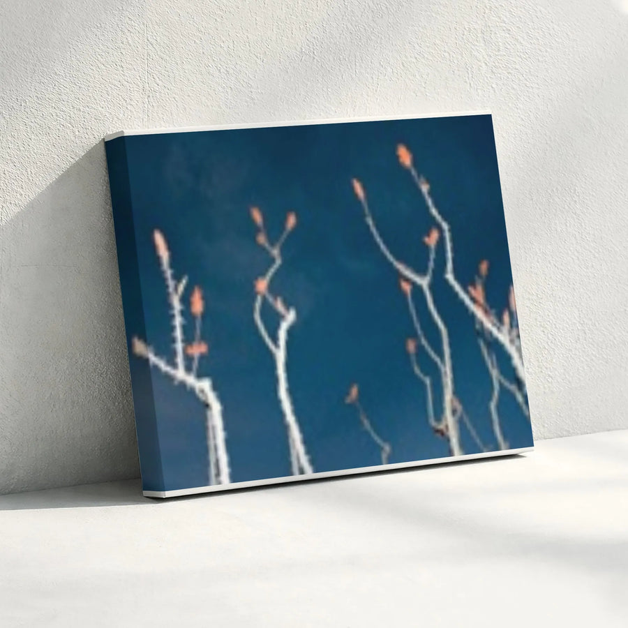 Winter Botanical Canvas Wall Art | Abstract Frosted Branches Print | Premium Fade-Resistant Canvas | Modern Living Room Decor