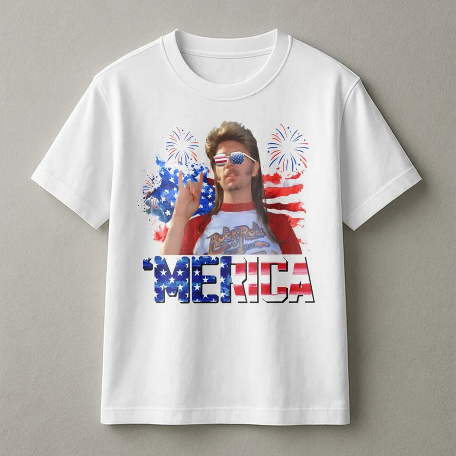 Funny 'Merica T-Shirt | Retro Mullet Patriotic Graphic | Premium Soft Cotton Tee | 4th of July Independence Day Gift for Men and Women