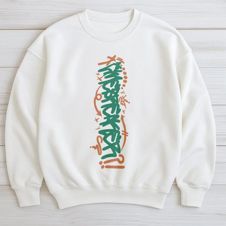 Streetwear Graffiti Sweatshirt | Urban Aesthetic Typography Art | Premium Cotton Blend | Gift For Gamers And Anime Fans