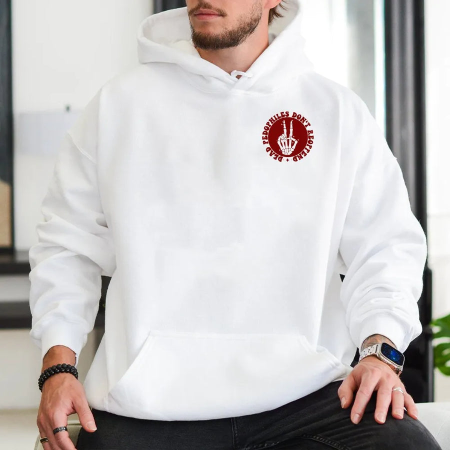 Activist Statement Hoodie | Dead Don't Reoffend Skeleton Hand Graphic | Premium Cotton Blend | Unisex Political Justice Gift