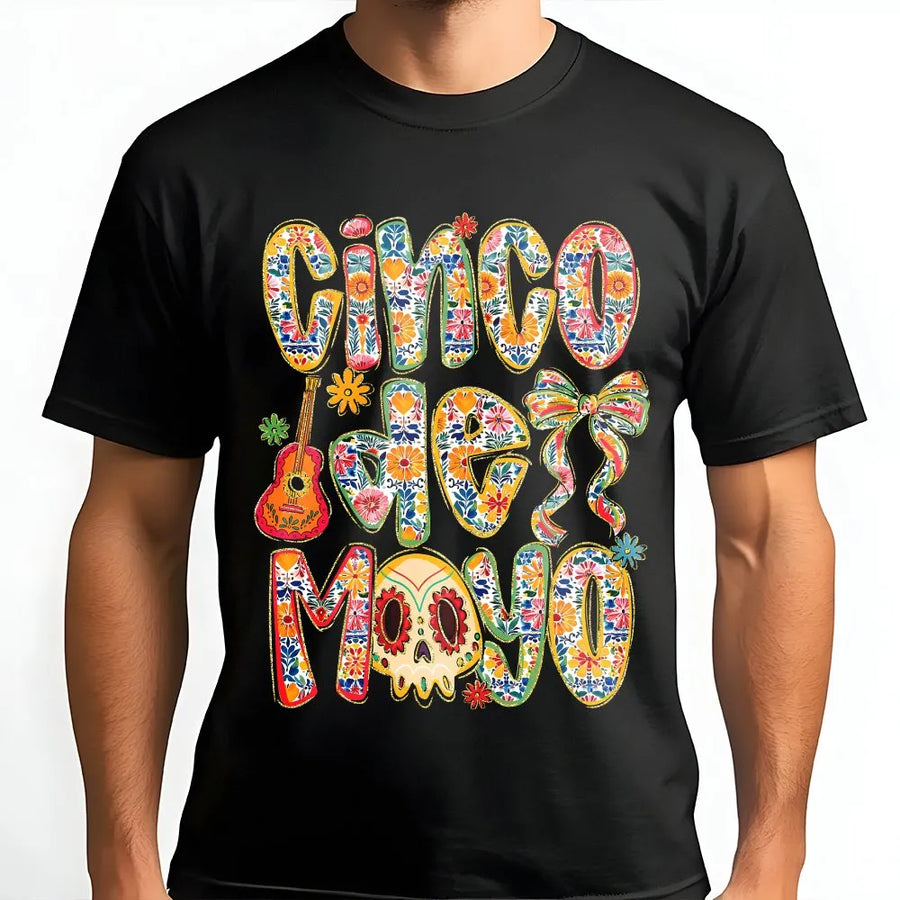 Cinco De Mayo T-Shirt | Floral Sugar Skull Graphic Sweatshirt | Soft Cotton Blend | Mexican Fiesta Party Gift for Women