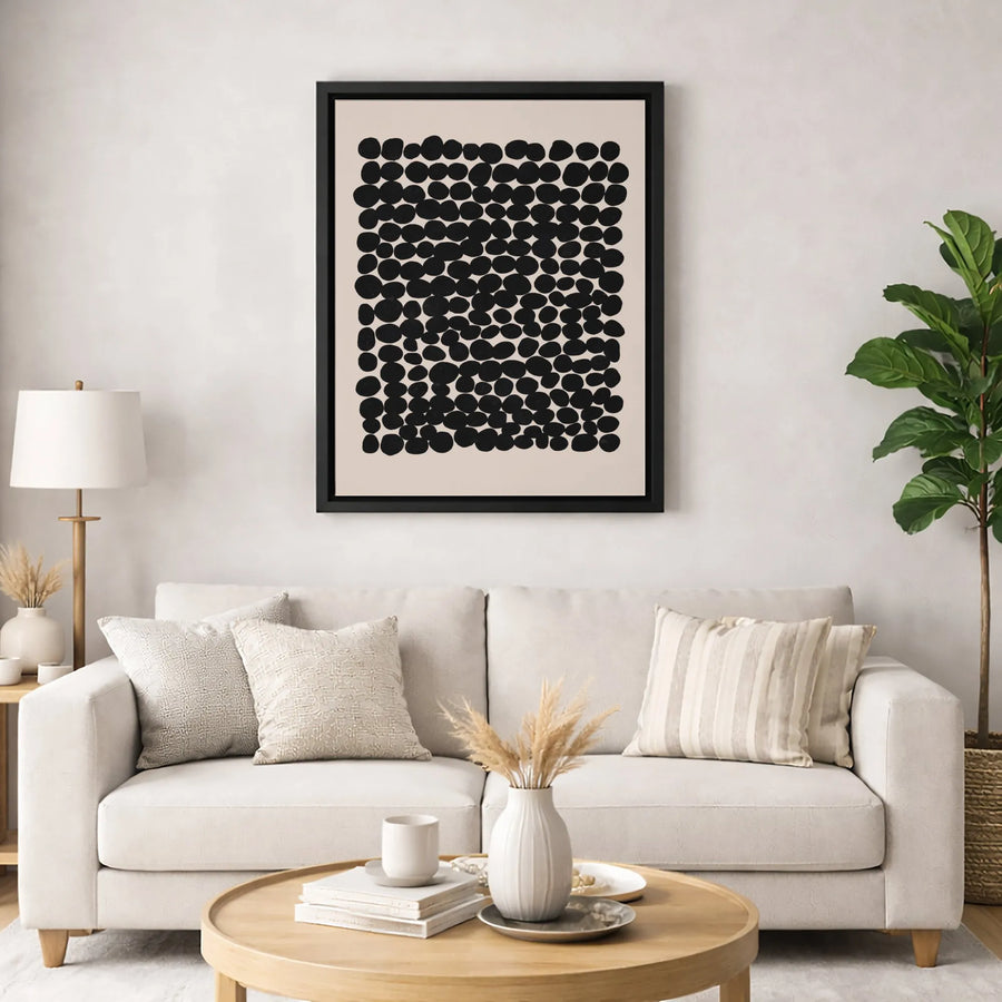 Abstract Black Dots Canvas Wall Art | Minimalist Geometric Pattern | Premium 1.25-Inch Gallery Wrap | Modern Home & Office Decor Gift