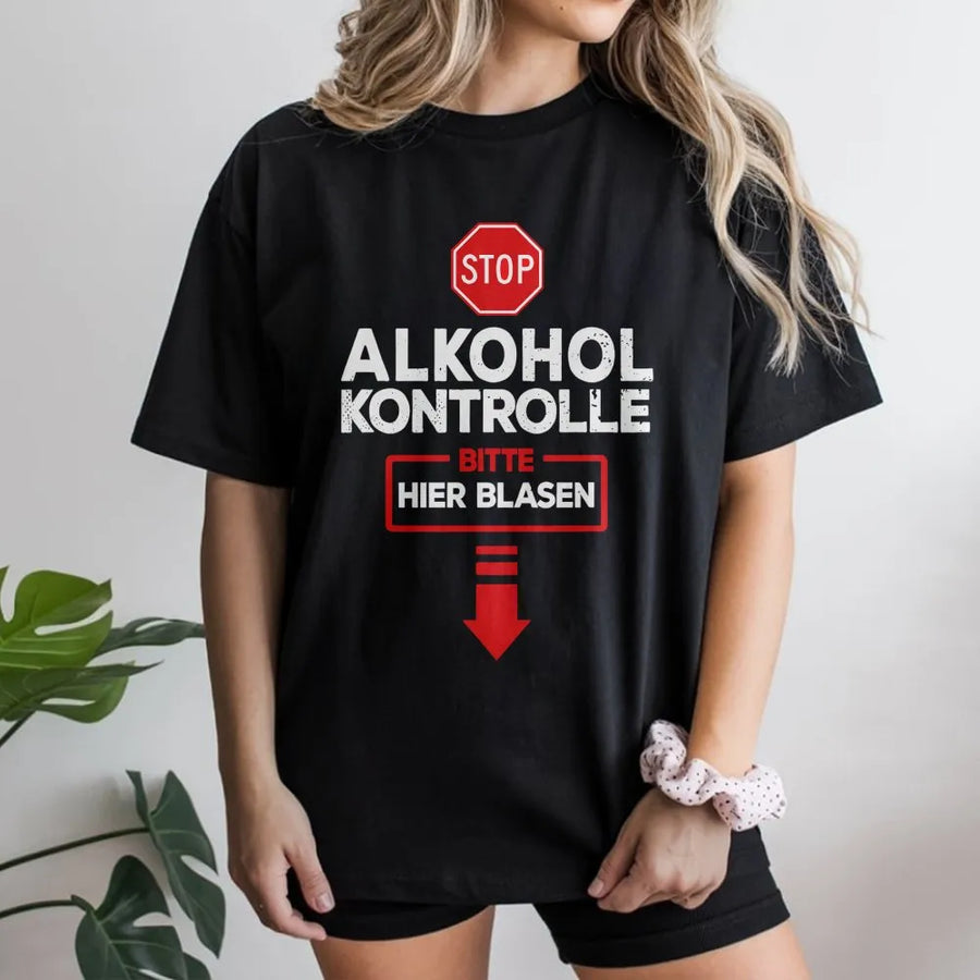 Funny German Alcohol Test T-Shirt | Bitte Hier Blasen Graphic Tee | Premium Cotton Novelty Top | Gag Gift for Men & Beer Lovers