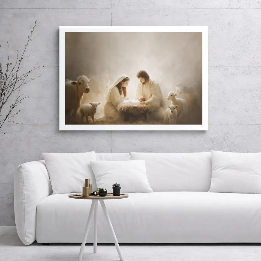 Nativity Scene Canvas Print | Holy Birth of Jesus Wall Art | Premium Gallery Wrap Decor | Christian Home Gift for Christmas
