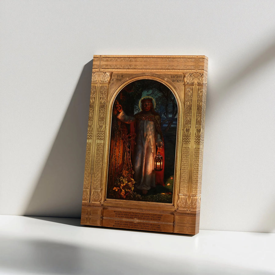 The Light Of The World Canvas Art | Jesus Knocking At The Door Print | Premium Gallery Wrap Wall Decor | Christian Religious Home Gift