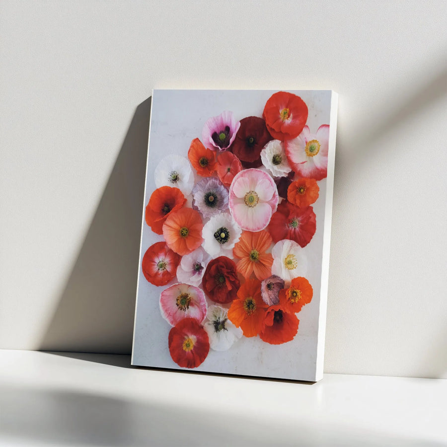 Colorful Poppies Vertical Canvas | Vibrant Floral Photography Print | Premium 1.25" Thick Gallery Wrap | Modern Farmhouse Wall Decor Gift