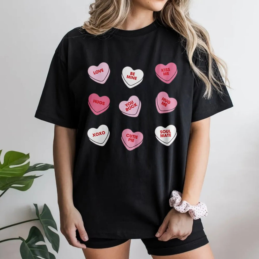 Valentine's Day Conversation Heart T-Shirt | Retro Candy Message Graphic | 100% Premium Cotton Tee | Cute Gift For Her Teacher Mom