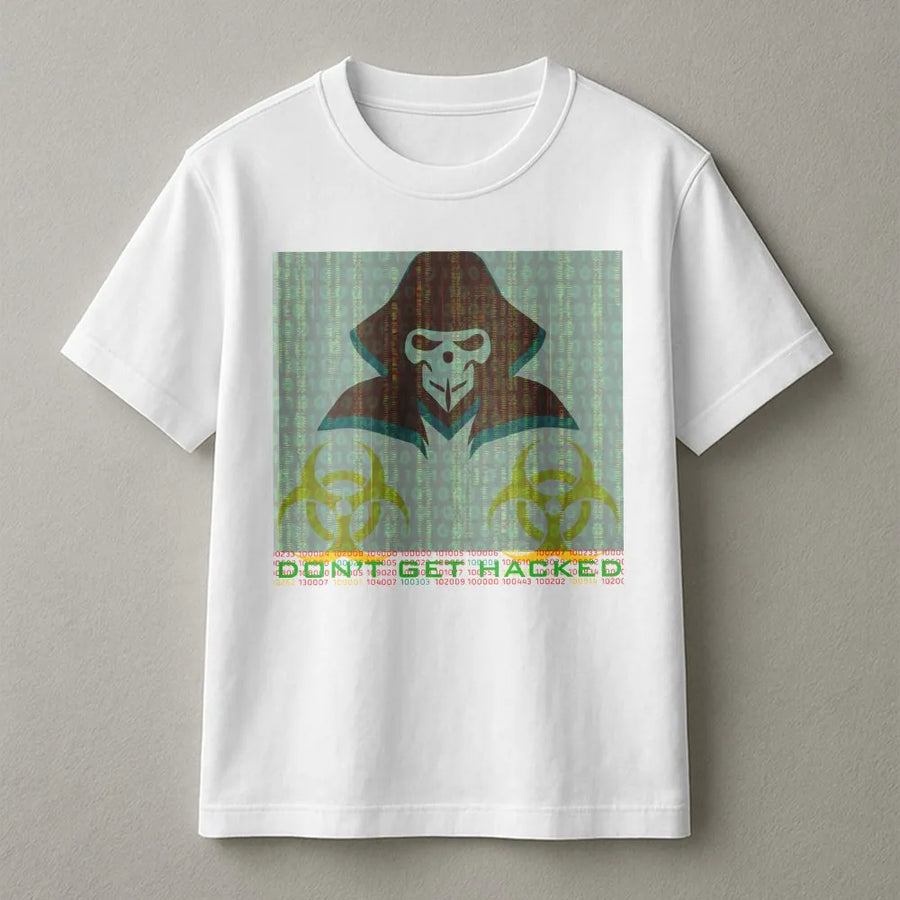 Hacker T-Shirt | Cybersecurity Glitch Skull Design | Premium Cotton-Poly Blend | Gift for Programmers and Coders