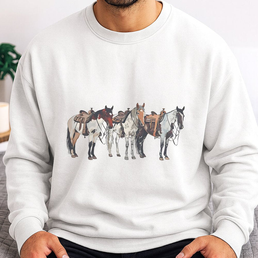 Horse Sweatshirt | Western Ranch Equestrian Graphic | Premium Cotton Blend | Gift for Cowgirls and Horse Lovers