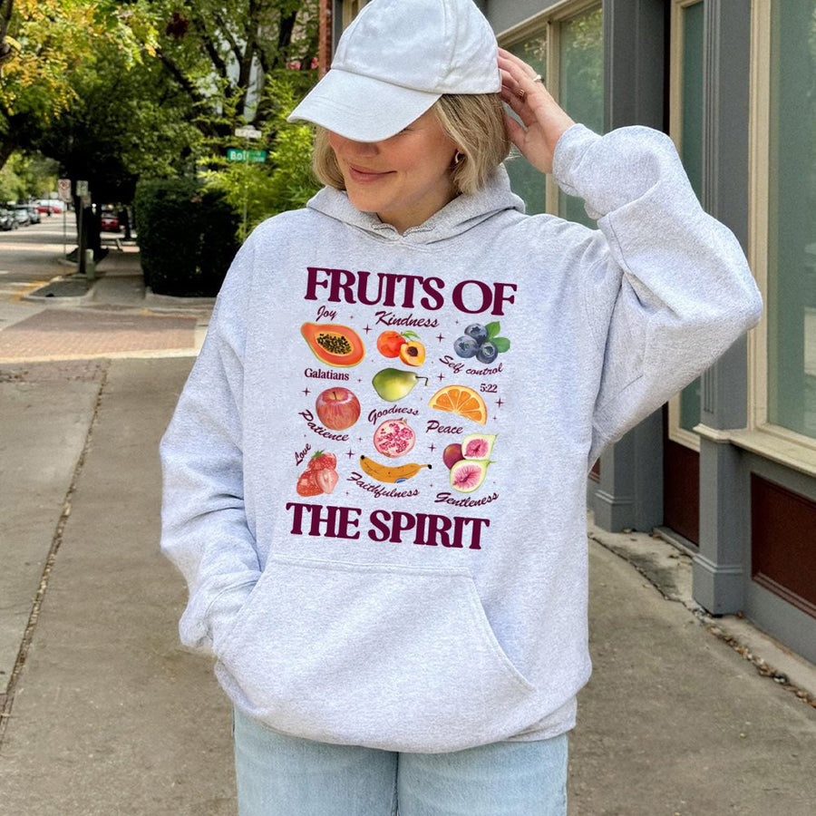 Fruits Of The Spirit Hoodie | Galatians 5:22 Bible Verse Graphic | Premium Cotton-Blend Sweatshirt | Christian Faith Gift For Men And Women