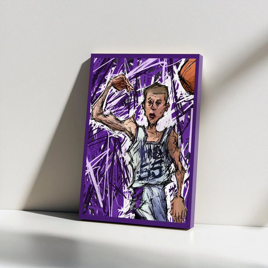 Basketball Player Canvas Wall Art | Abstract Sketch Style Player Art | Premium 1.25" Gallery Wrap Canvas | Sports Room Decor Gift for Him