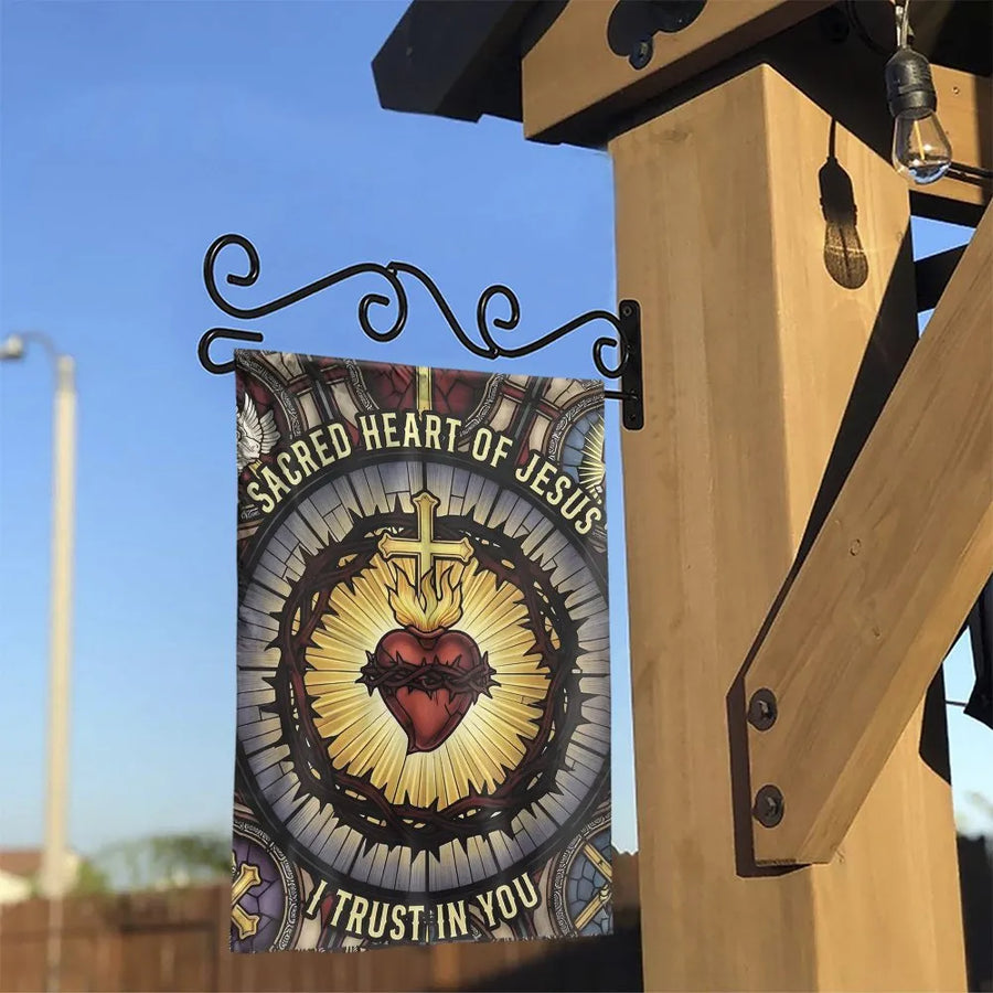 Sacred Heart of Jesus Garden Flag | I Trust In You Religious Decor | Double-Sided Weather-Resistant Polyester | Christian Gift for Catholic Home