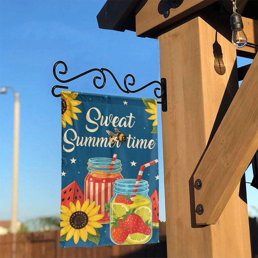 Sweet Summertime Garden Flag | Sunflower Mason Jar Lemonade Outdoor Banner | Durable Polyester Yard Decor | Seasonal Patio & Porch Gift